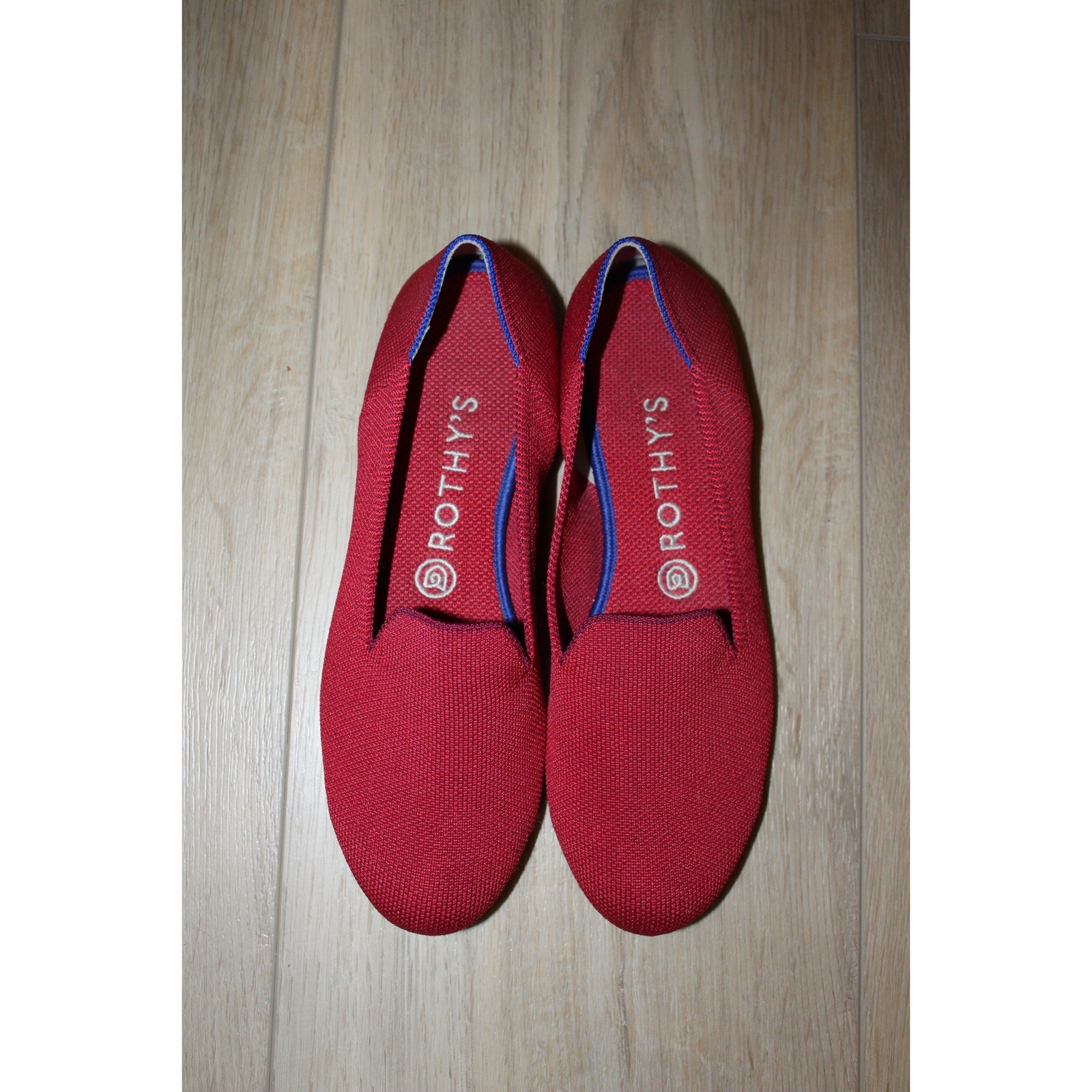 Rothys The Loafer Red Knit Round Toe Flat Shoes Womens 8.5 Sustainable Washable